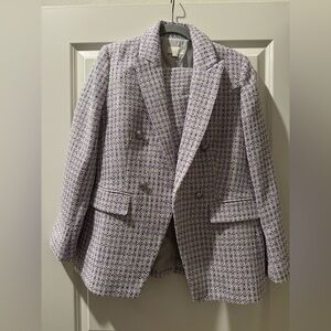 Loft Tweed Green and Lavender Set Blazer and Shorts